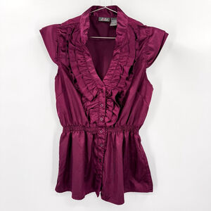 Y2K Purple Wine Layered Ruffle Top Whimsigoth Fairy Regency Coquette Size Medium